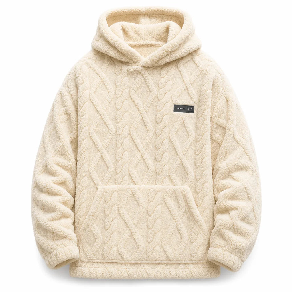 Men's Jacquard Fleece-Lined Hooded Jumper