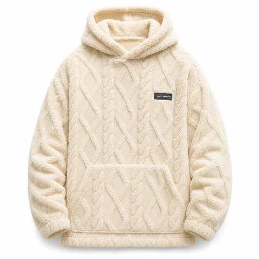 Men's Jacquard Fleece-Lined Hooded Jumper