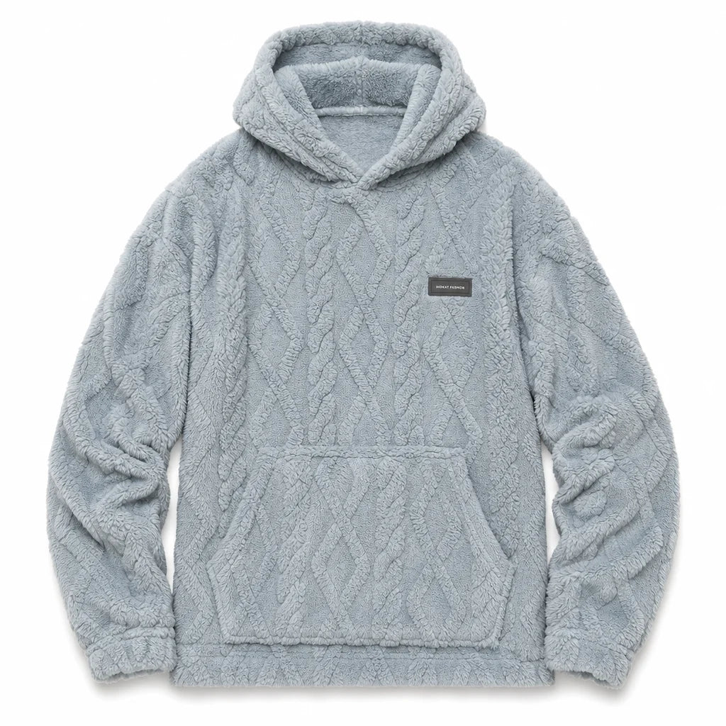 Men's Jacquard Fleece-Lined Hooded Jumper
