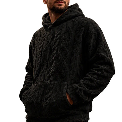 Men's Jacquard Fleece-Lined Hooded Jumper