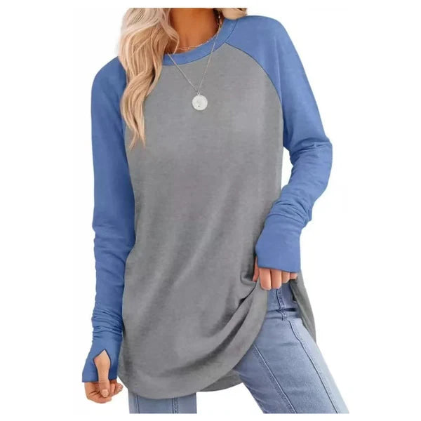 Women's Thumbhole Crew Neck Tunic Top