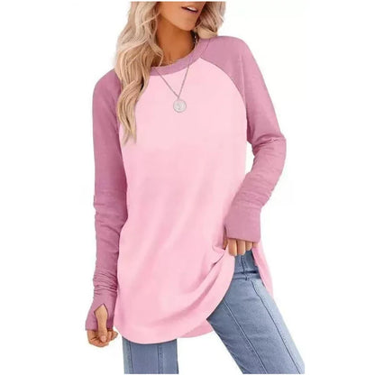 Women's Thumbhole Crew Neck Tunic Top