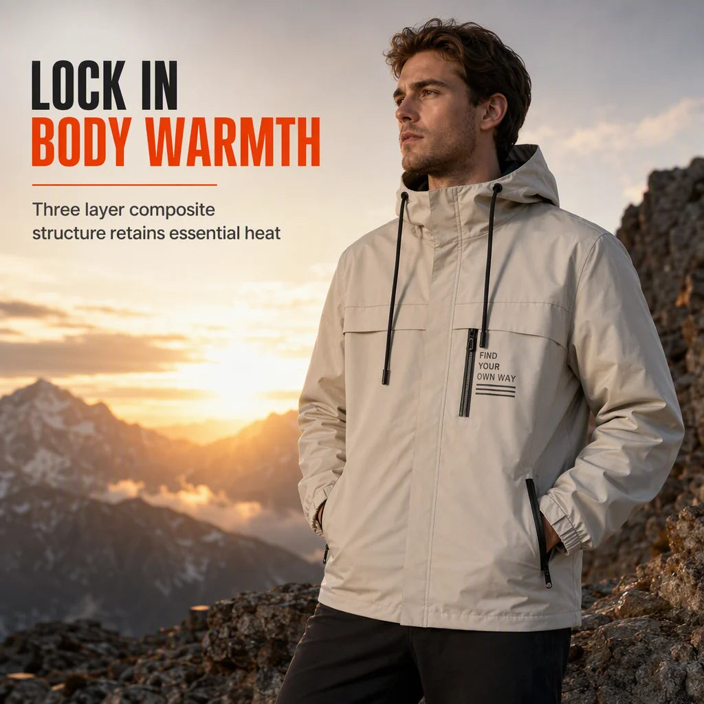 Men's Detachable Hood Fleece-Lined Jacket