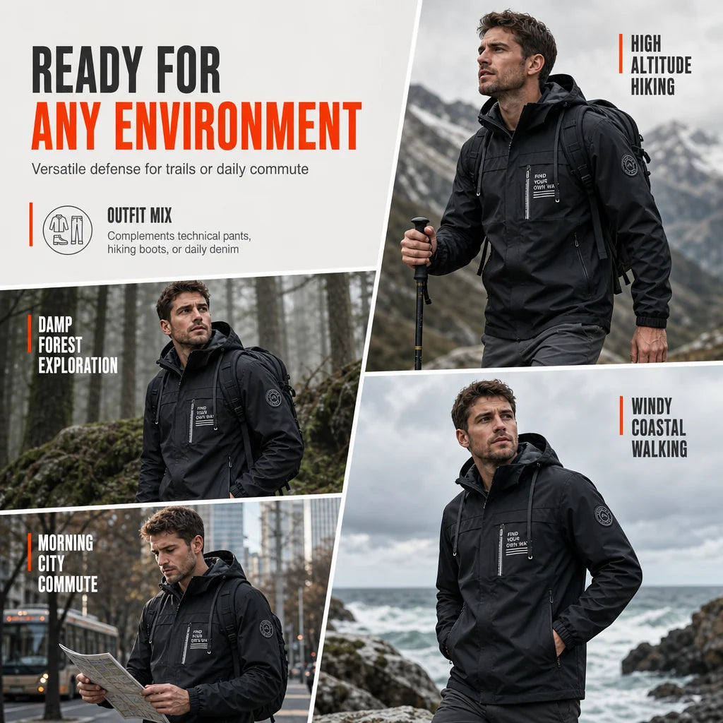 Men's Detachable Hood Fleece-Lined Jacket