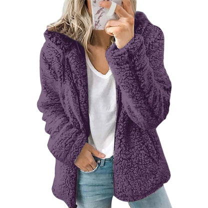 Women's Plush Hooded Zip-Up Jacket