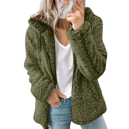 Women's Plush Hooded Zip-Up Jacket