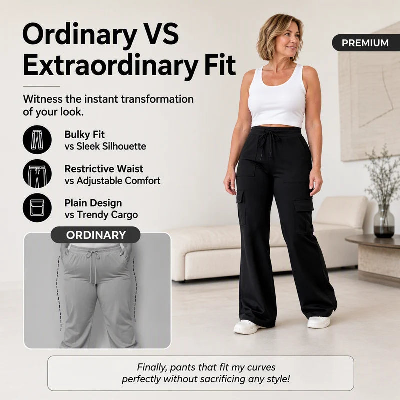 Women's High-Waist Cargo Flare Trousers