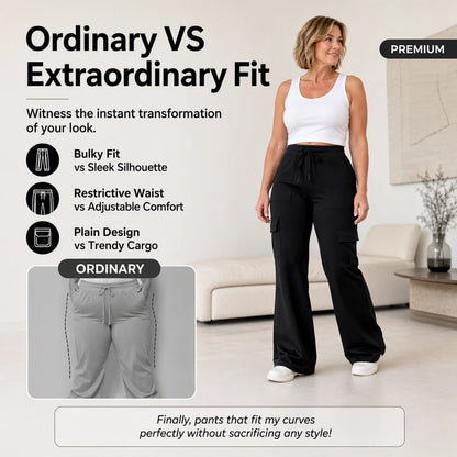 Women's High-Waist Cargo Flare Trousers