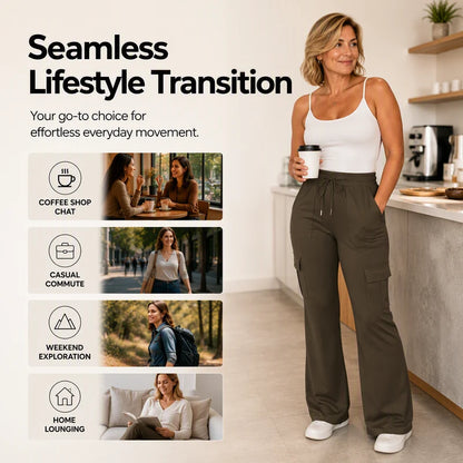 Women's High-Waist Cargo Flare Trousers