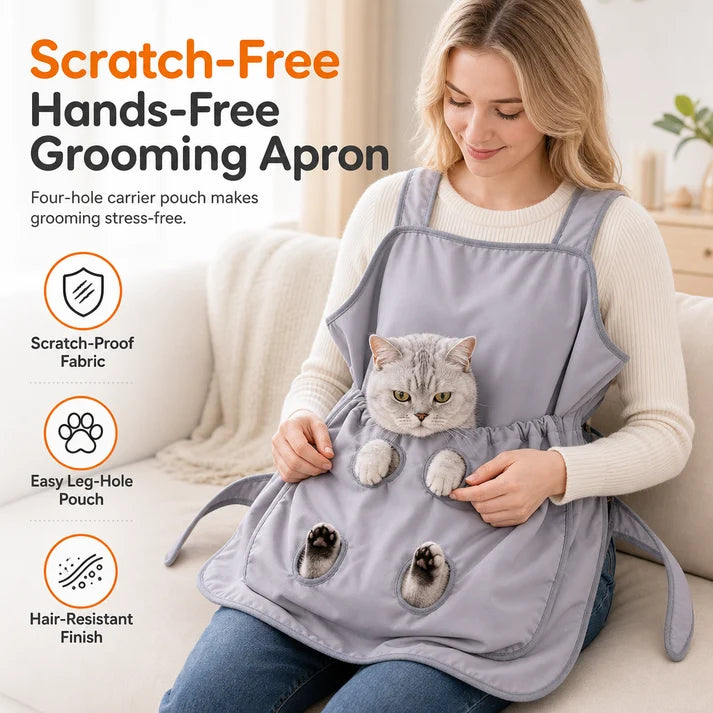Hands-Free Cat Grooming Pouch Apron