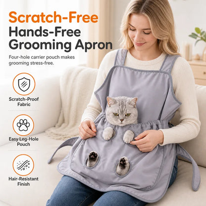 Hands-Free Cat Grooming Pouch Apron
