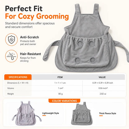 Hands-Free Cat Grooming Pouch Apron