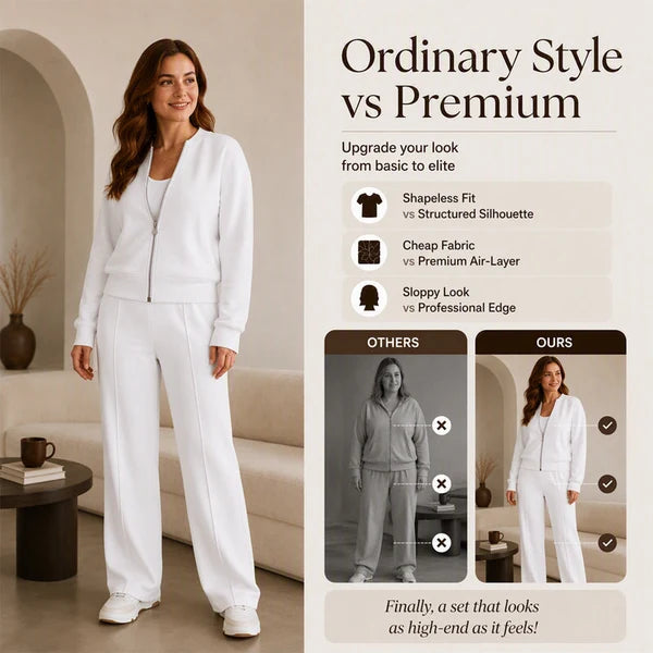 Women's Zip-Up Jacket & Straight-Leg Trouser Set