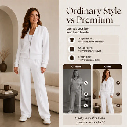Women's Zip-Up Jacket & Straight-Leg Trouser Set