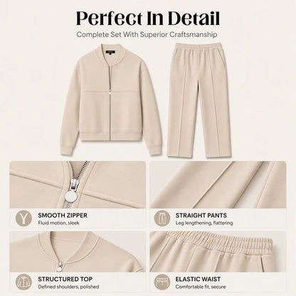 Women's Zip-Up Jacket & Straight-Leg Trouser Set