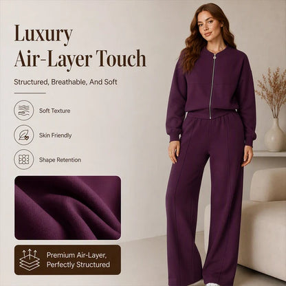 Women's Zip-Up Jacket & Straight-Leg Trouser Set