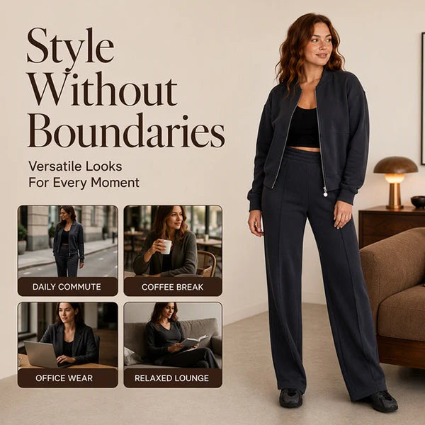 Women's Zip-Up Jacket & Straight-Leg Trouser Set
