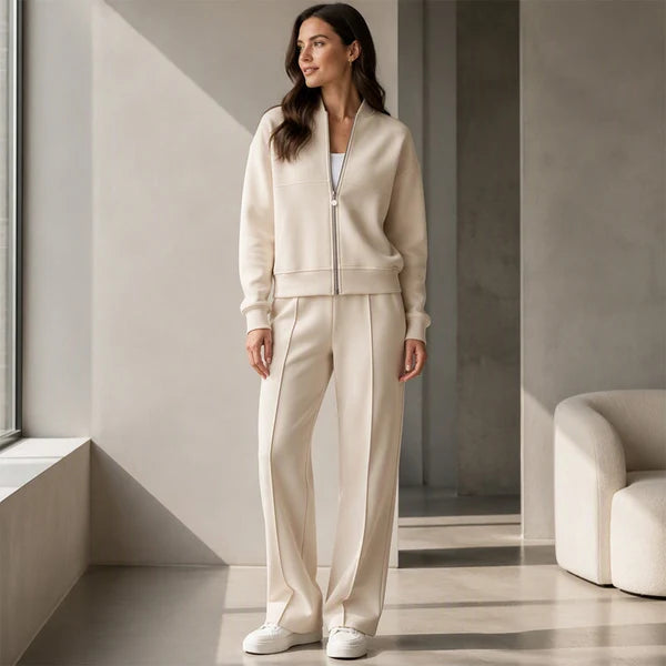 Women's Zip-Up Jacket & Straight-Leg Trouser Set