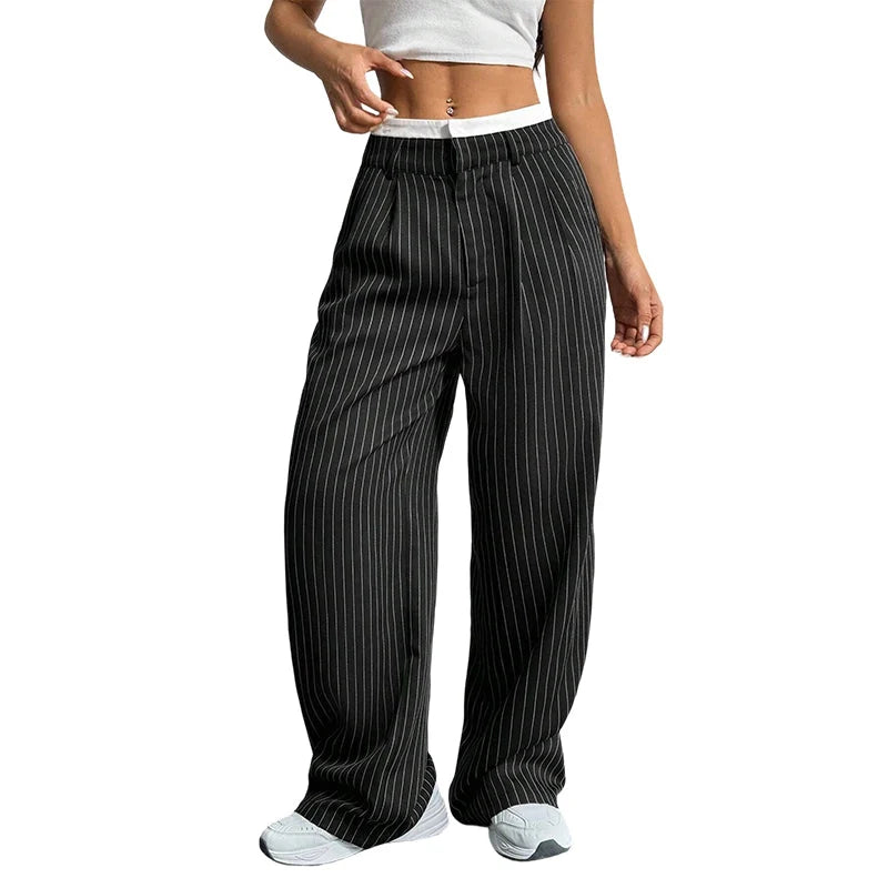Women's High Waist Straight Leg Trousers