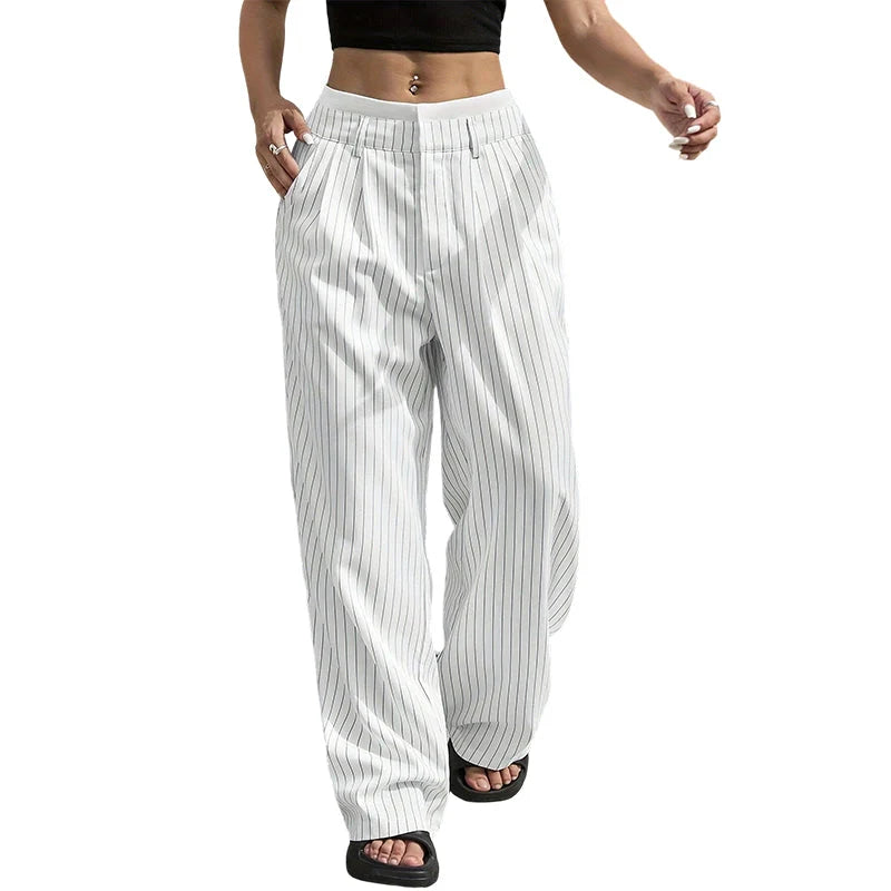 Women's High Waist Straight Leg Trousers