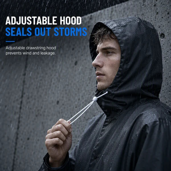Long Hooded Waterproof Rain Poncho