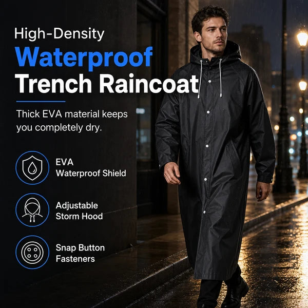 Long Hooded Waterproof Rain Poncho