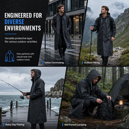 Long Hooded Waterproof Rain Poncho