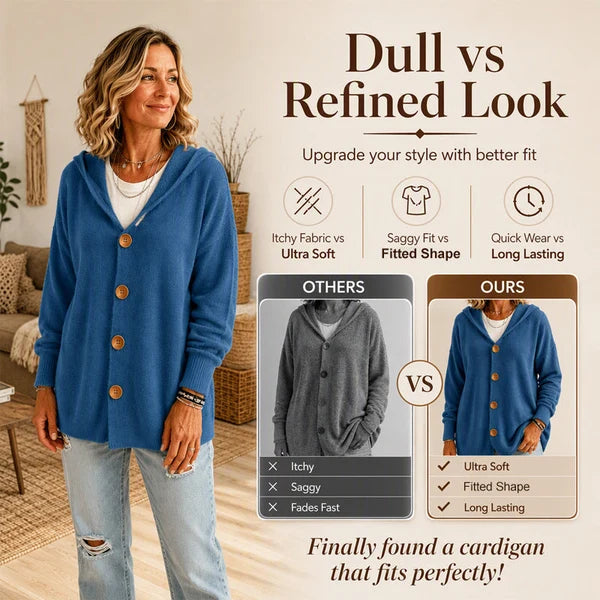 Women's Button Front Hooded Knit Cardigan