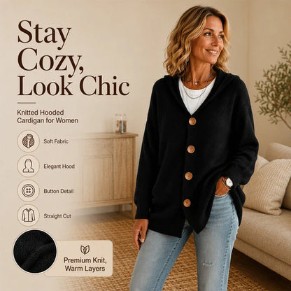 Women's Button Front Hooded Knit Cardigan