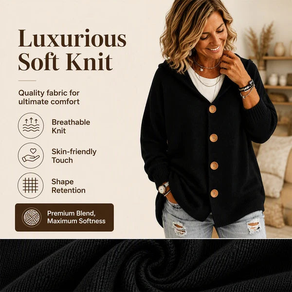 Women's Button Front Hooded Knit Cardigan