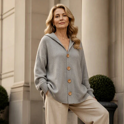 Women's Button Front Hooded Knit Cardigan