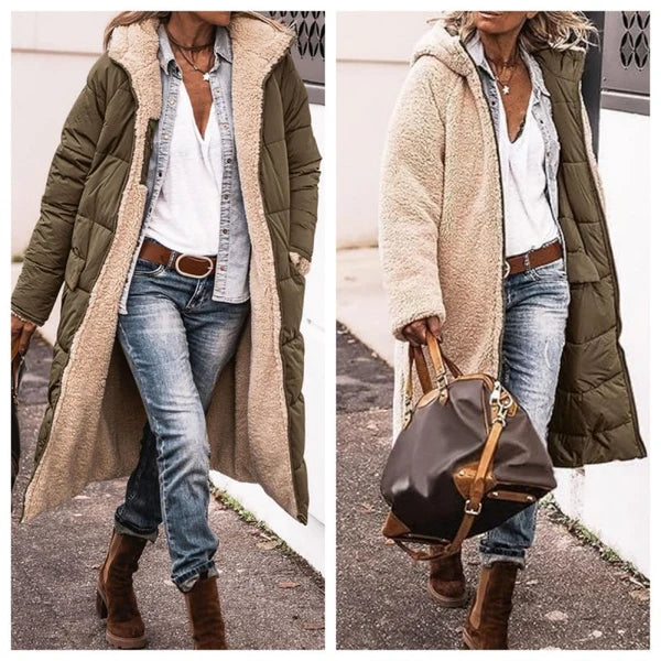 Women's Reversible Hooded Long Coat
