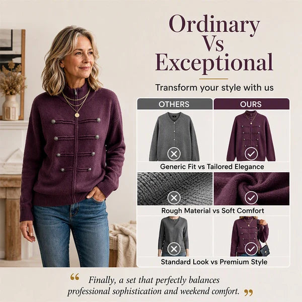 Women's Decorative Button Zip-Up Knit Cardigan