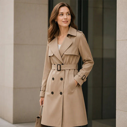 Women's Mid-Length Classic Trench Coat