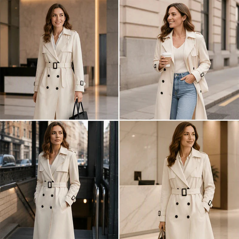 Women's Mid-Length Classic Trench Coat