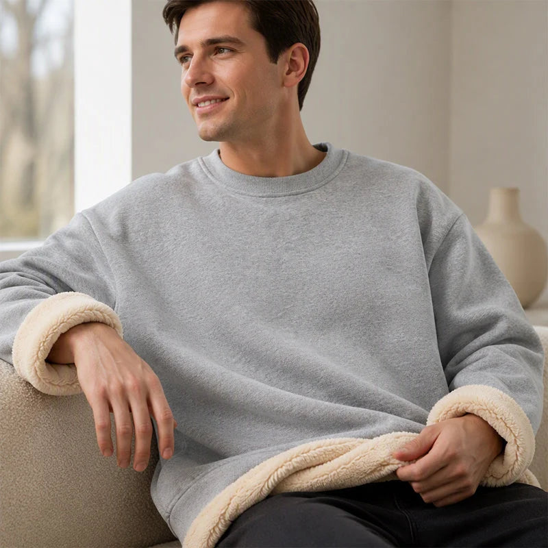 Men's Cosy Fleece-Lined Crew Neck Sweatshirt