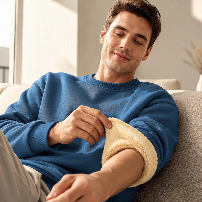 Men's Cosy Fleece-Lined Crew Neck Sweatshirt