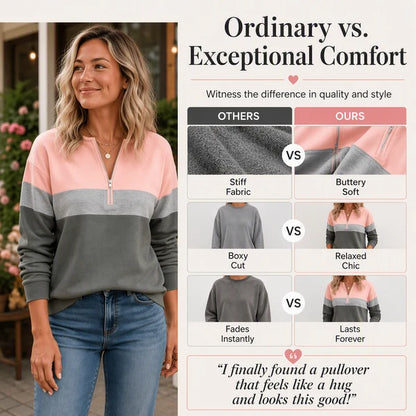Women's Colour Block Half-Zip Sweatshirt