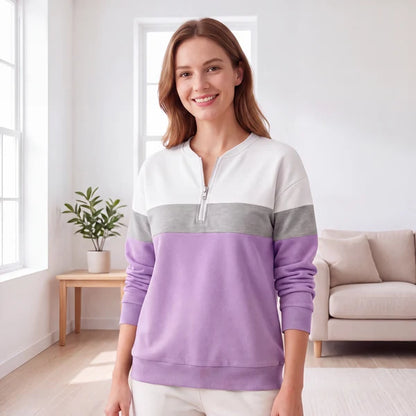 Women's Colour Block Half-Zip Sweatshirt