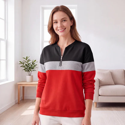 Women's Colour Block Half-Zip Sweatshirt