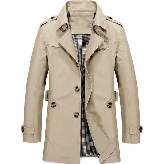 Men's Classic Button-Up Trench Coat