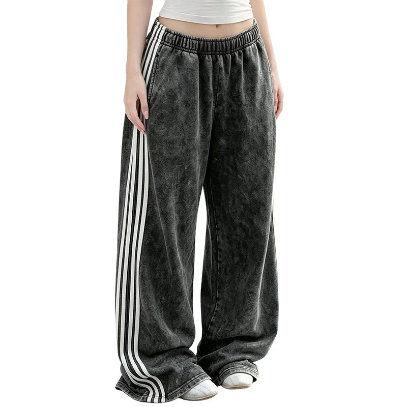 Women's High-Waist Side Stripe Wide-Leg Joggers