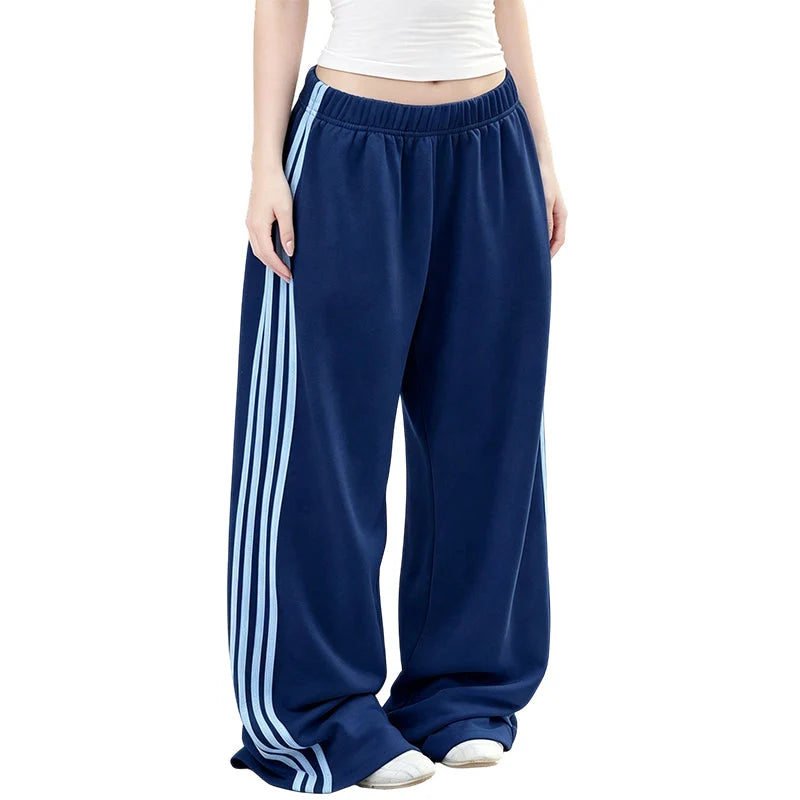 Women's High-Waist Side Stripe Wide-Leg Joggers