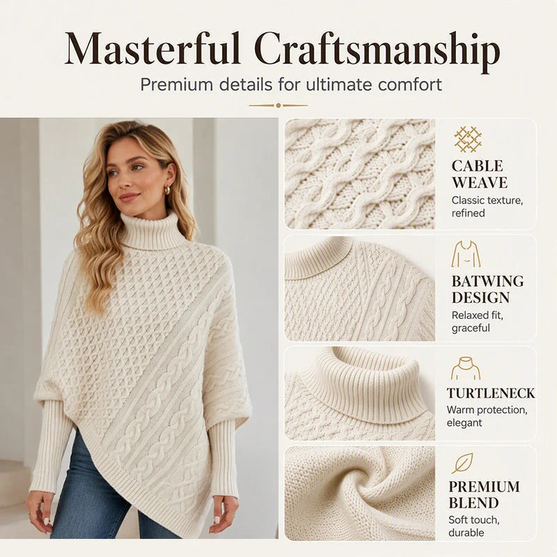 Women's Cable Knit Poncho Jumper