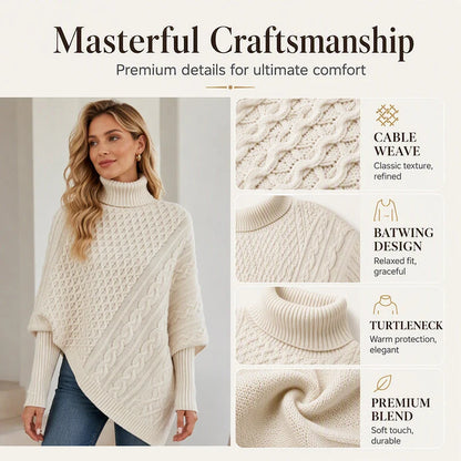 Women's Cable Knit Poncho Jumper