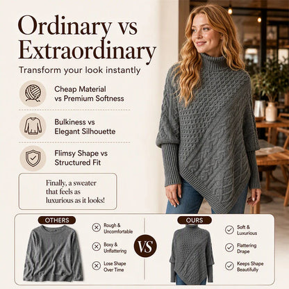 Women's Cable Knit Poncho Jumper