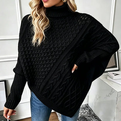 Women's Cable Knit Poncho Jumper