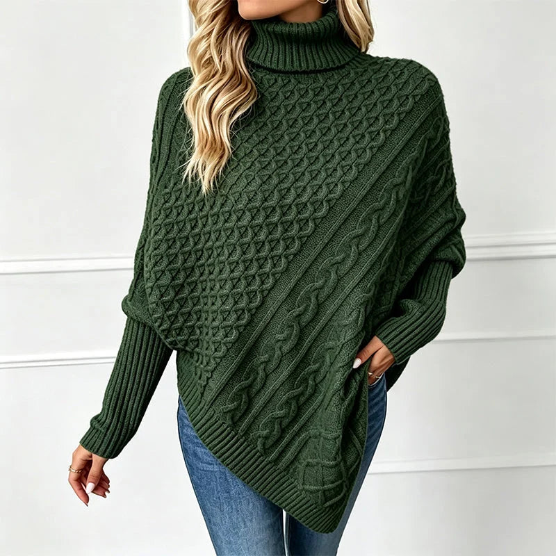 Women's Cable Knit Poncho Jumper