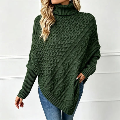 Women's Cable Knit Poncho Jumper