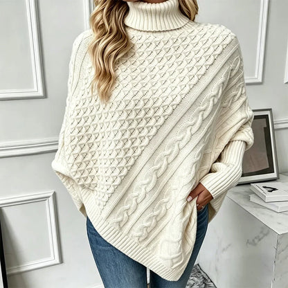 Women's Cable Knit Poncho Jumper